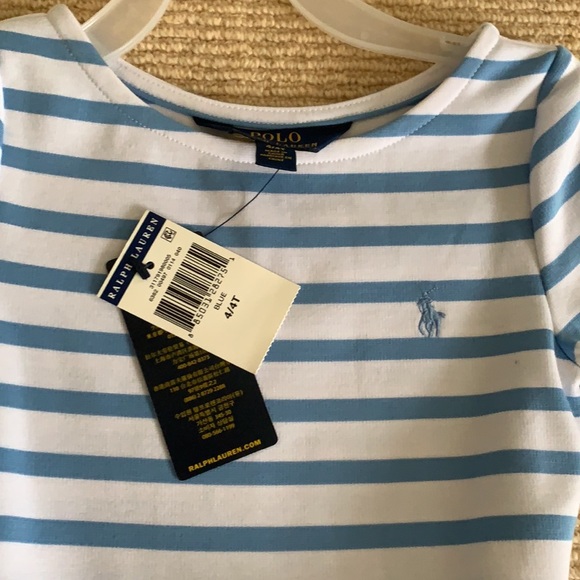 Ralph Lauren blue striped dress with ribbon bow - Picture 3 of 4